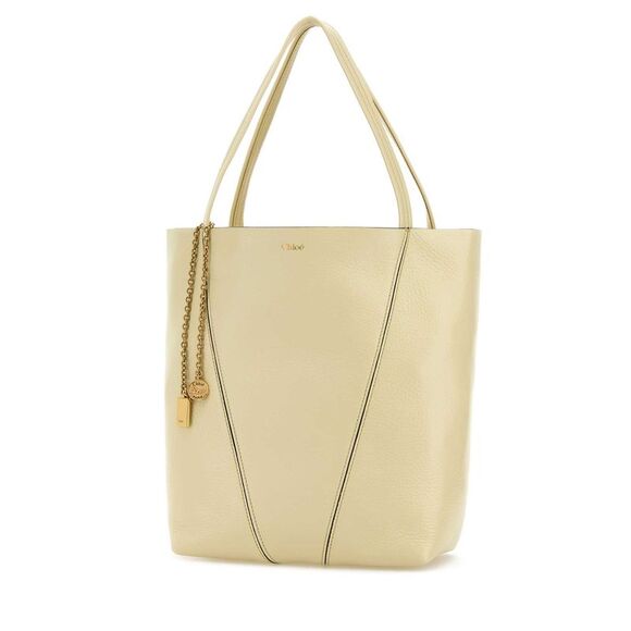 Chloe Women Pastel Yellow Leather Spin Shopping Bag - Picture 2 of 2